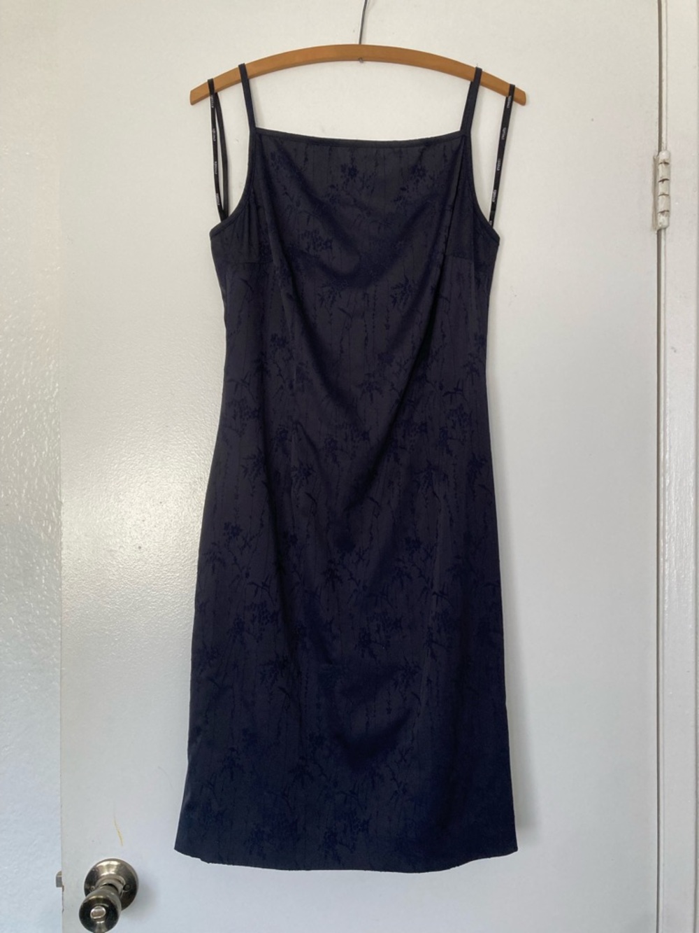 Jacquard Slip Midi Dress in Navy